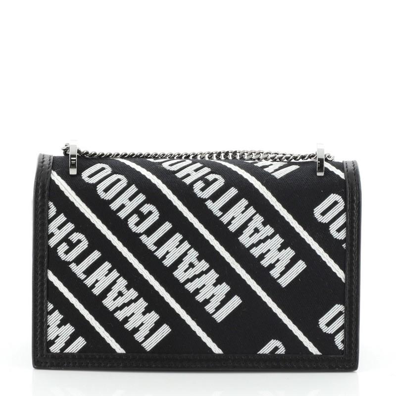 Black Jimmy Choo Finley Chain Wallet Printed Canvas