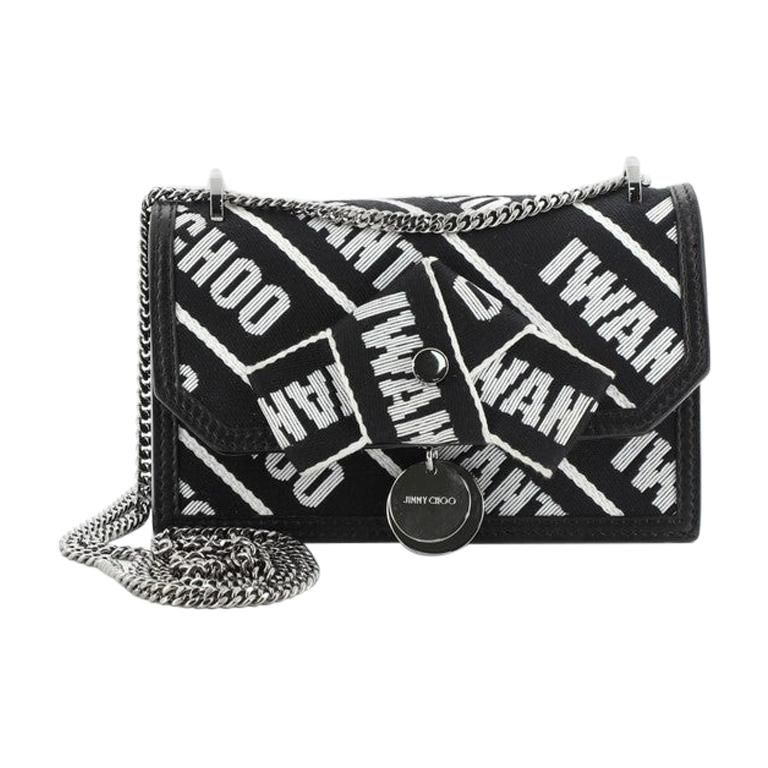 Jimmy Choo Finley Chain Wallet Printed Canvas