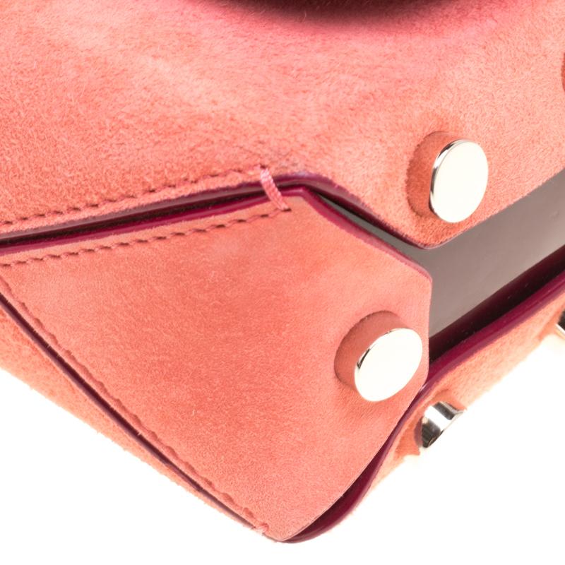 Jimmy Choo Fire Orange Suede and Patent Leather Petite Lockett Shoulder Bag In Excellent Condition In Dubai, Al Qouz 2