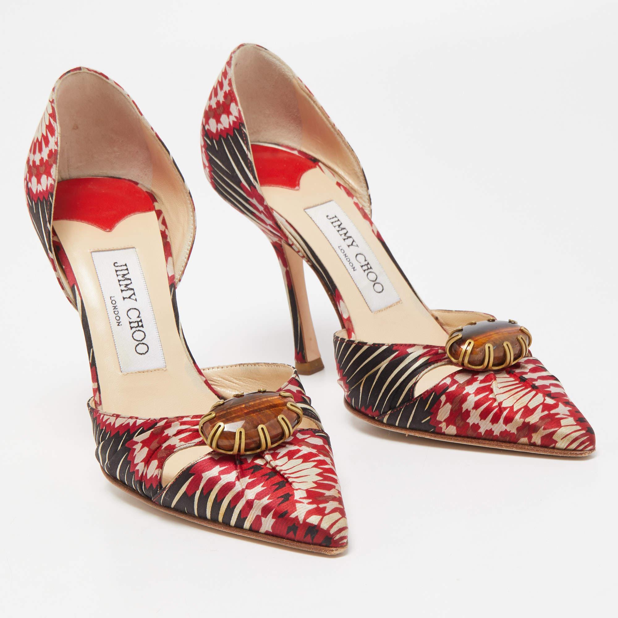 Jimmy Choo Floral Satin Ruby Cut Out D' Orsay Pointed Toe Pumps Size 35 1