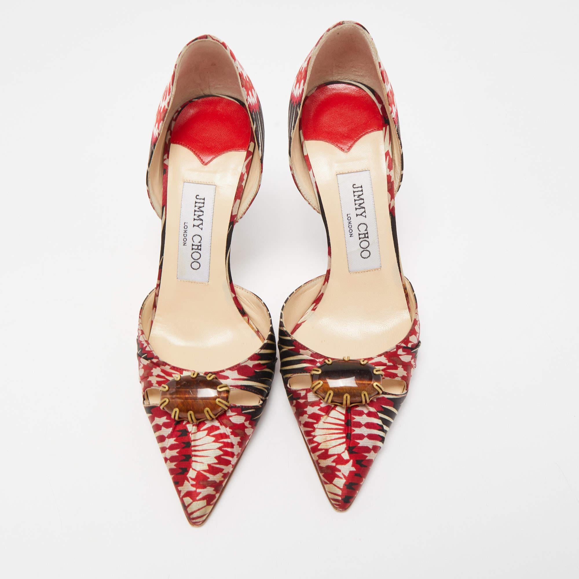 Jimmy Choo Floral Satin Ruby Cut Out D' Orsay Pointed Toe Pumps Size 35 2
