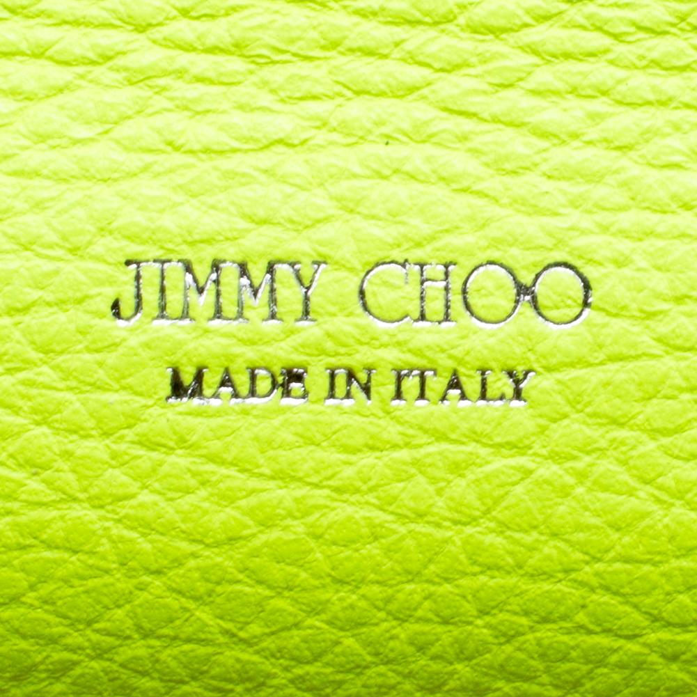 Jimmy Choo Fluorescent Green Leather Reese Wallet Clutch 3
