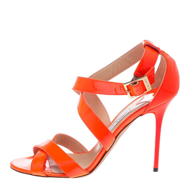 orange patent leather sandals