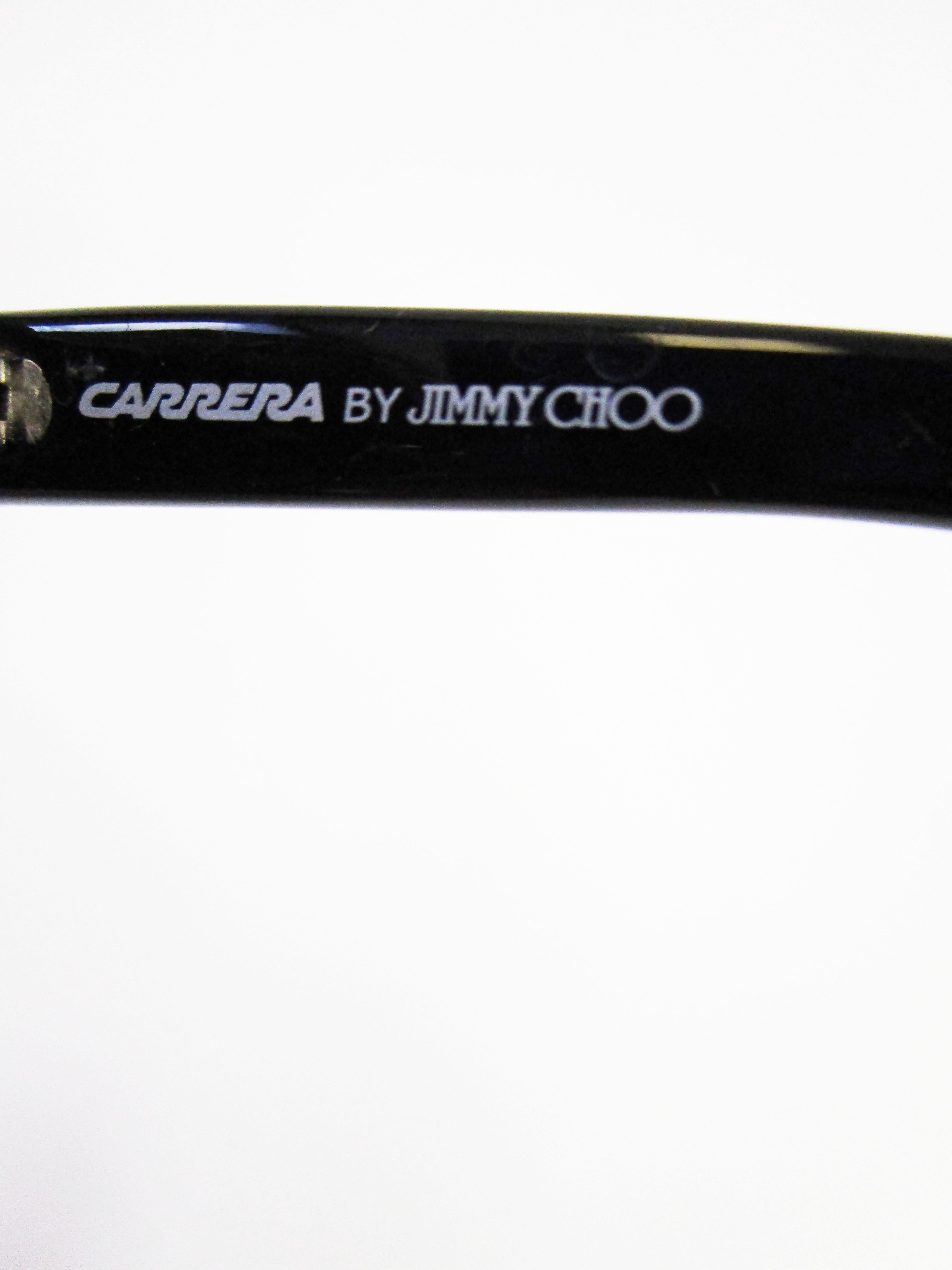 Jimmy Choo for Carrera Black Sparkled Framed Optyl Sunglasses In Excellent Condition For Sale In Houston, TX