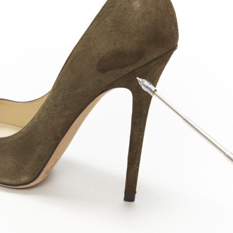 JIMMY CHOO forest green suede black gradient lacquared pointed pigalle EU39.5 5