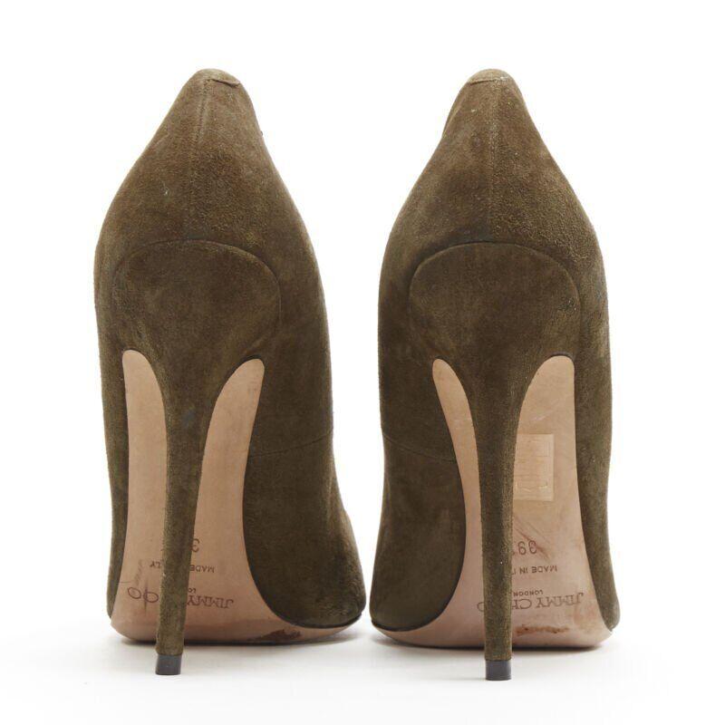 Women's JIMMY CHOO forest green suede black gradient lacquared pointed pigalle EU39.5