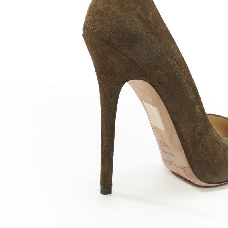 JIMMY CHOO forest green suede black gradient lacquared pointed pigalle EU39.5 4