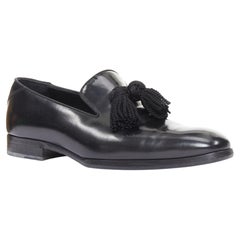 JIMMY CHOO  Foxley shiny calf leather rope tassel front classic loafershoes EU43