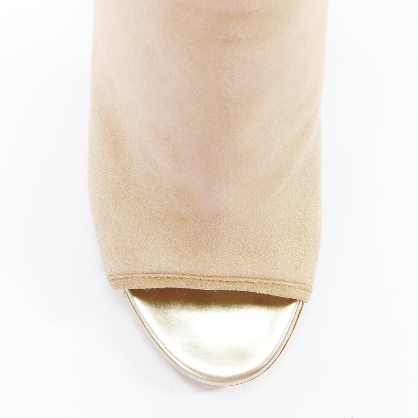 JIMMY CHOO Froze beige daim or talon peep toe booties EU35.5 en vente 1