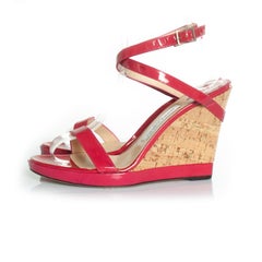 Jimmy Choo, fuchsia sandal with cork wedge