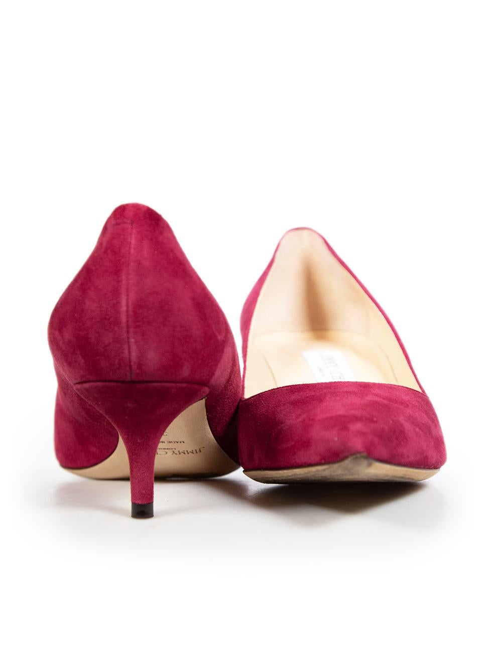 Red Jimmy Choo Fuchsia Suede Low Heel Pumps Size IT 38