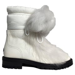 Jimmy Choo Fur Trim Ankle Boots in White Leather