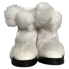 Jimmy Choo Fur Trim Ankle Boots in White Leather