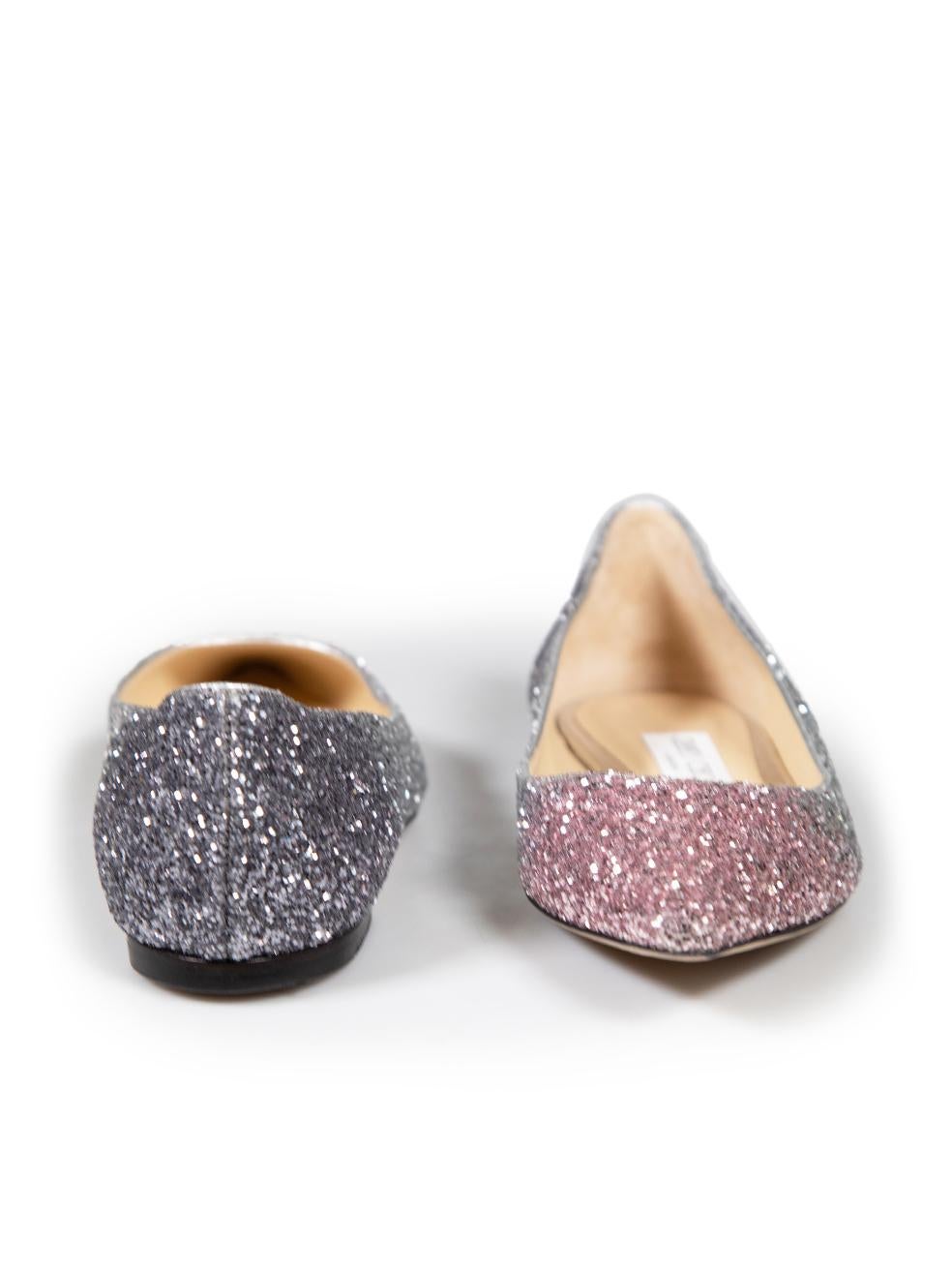 Jimmy Choo Glitter Accent Romy Flats Size IT 36 In Excellent Condition For Sale In London, GB