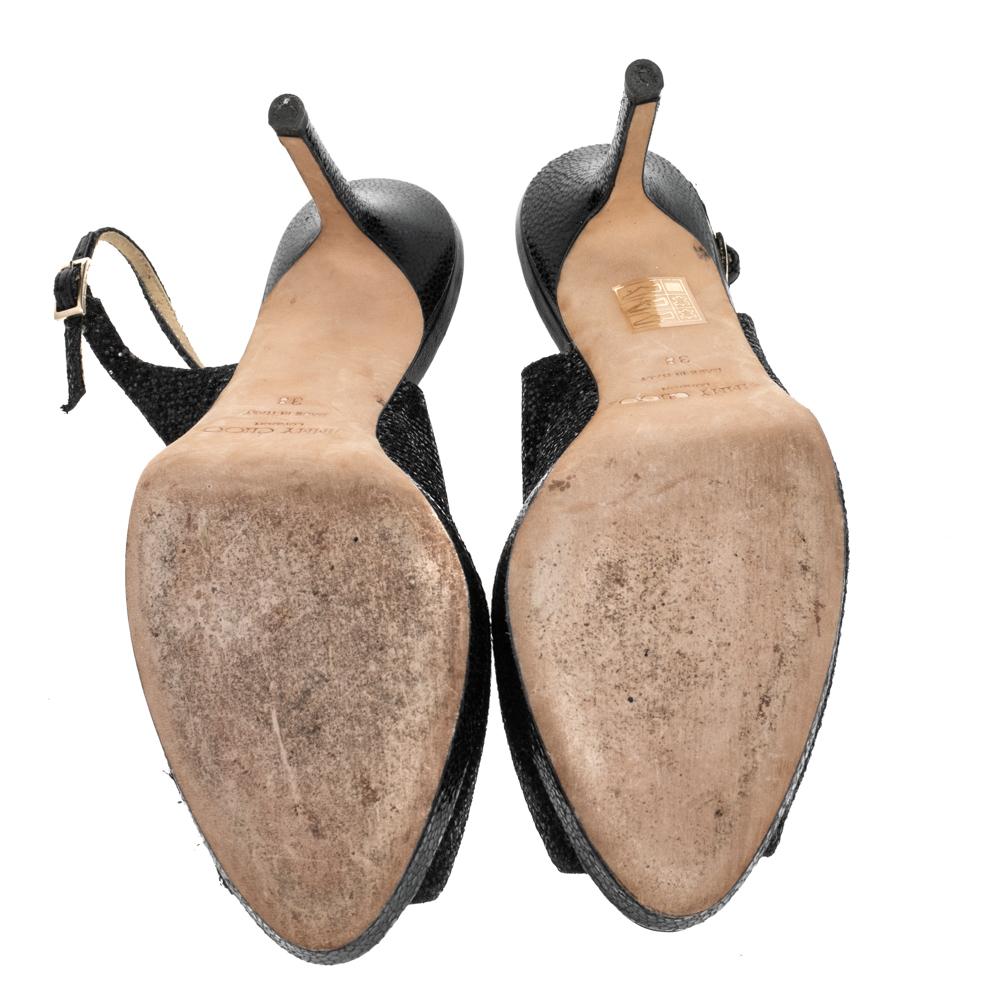 Jimmy Choo Nova Peep Toe Slingback-Sandalen mit Glitter und Lurex-Stoff Größe 38 im Angebot 1