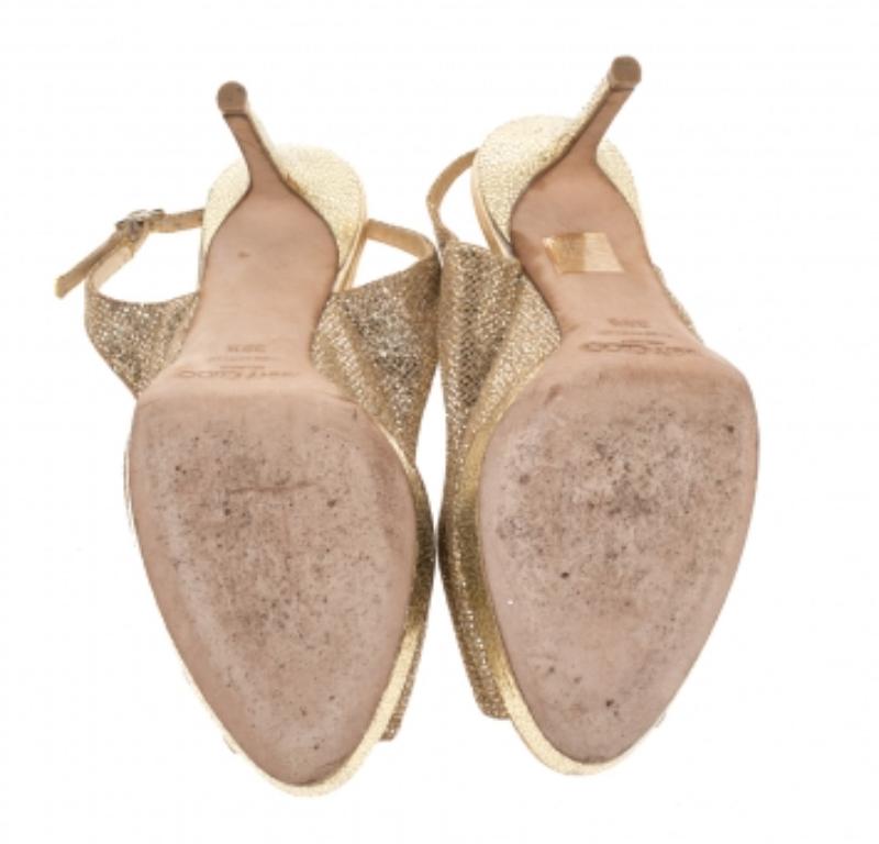 Jimmy Choo Sandali Peep Toe Slingback Nova in tessuto glitterato e lurex misura 38,5 In condizioni buone a Dubai, Al Qouz 2