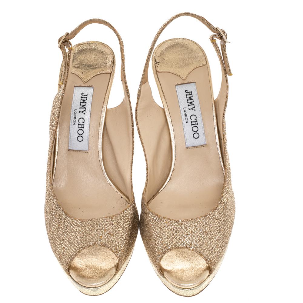 Jimmy Choo - Sandales à bride arrière Nova à bout ouvert en tissu lurex pailleté, taille 38,5 Bon état à Dubai, Al Qouz 2
