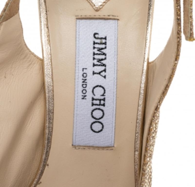 Jimmy Choo Sandali Peep Toe Slingback Nova in tessuto glitterato e lurex misura 38,5 1