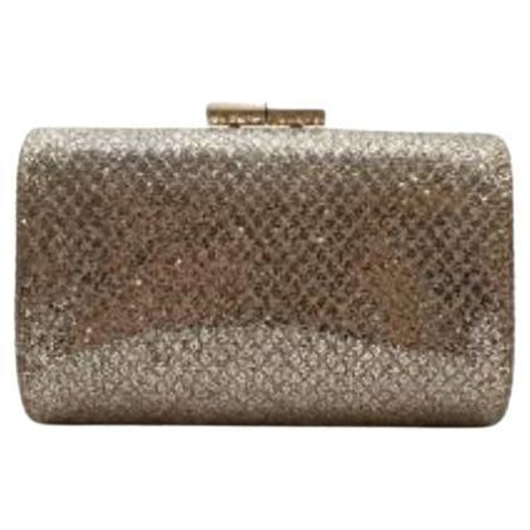 Champagne Coarse Glitter Fabric Clutch Bag, ELLIPSE, Pre Fall 19