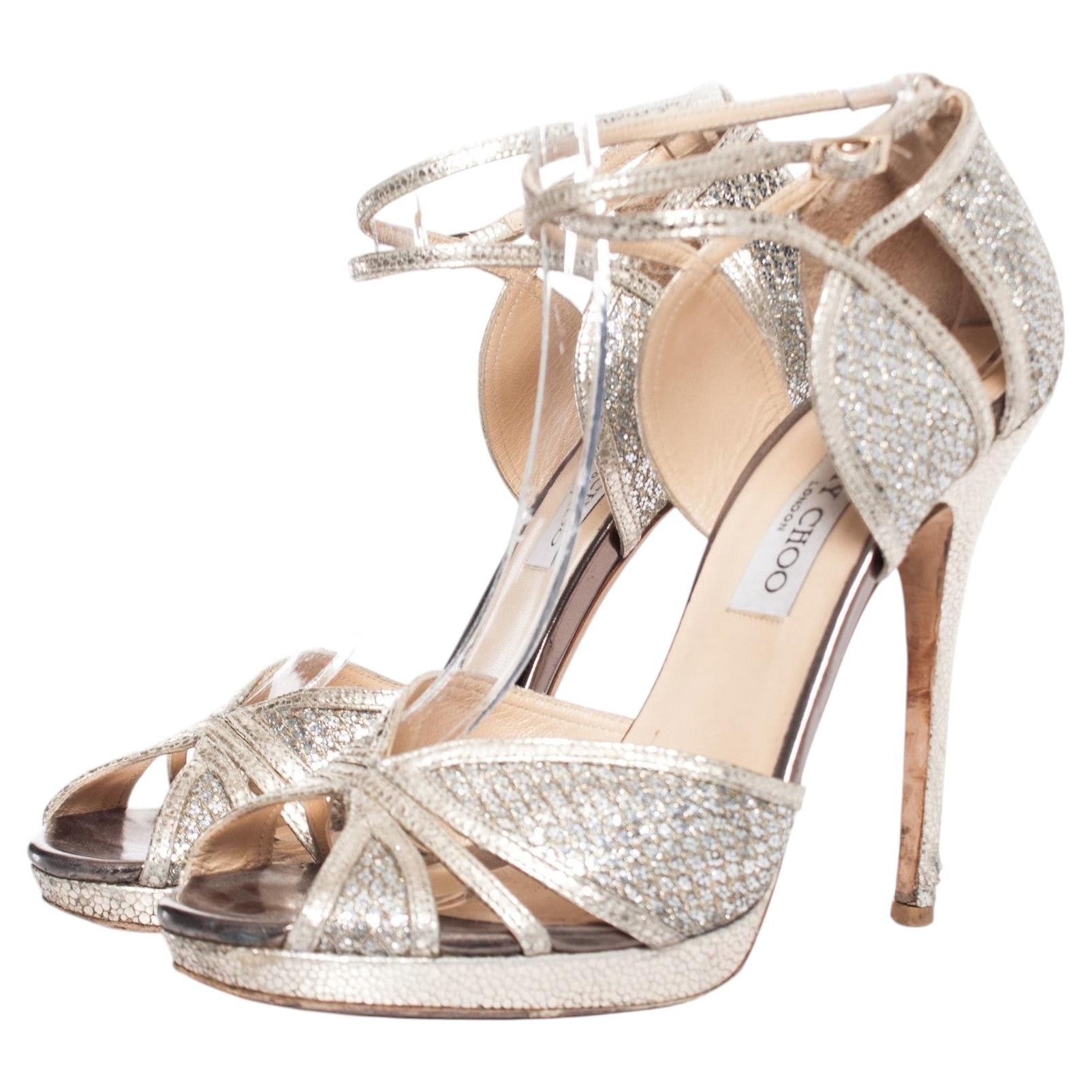 Jimmy Choo, Glitter fabric platform sandals