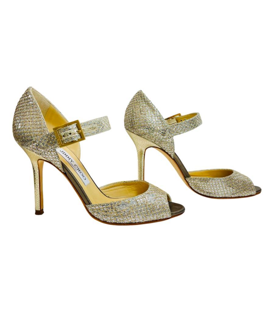 Jimmy Choo Glitter Mary Jane Sandals In Good Condition For Sale In London, GB