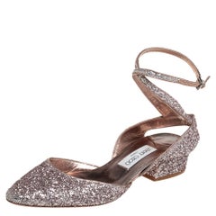 Jimmy Choo Glitter Micky Ankle Strap Sandals Size 39
