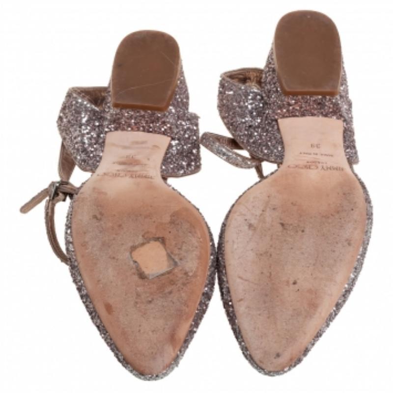 Jimmy Choo Glitter Micky Ankle Strap Sandals Size 39 For Sale 2