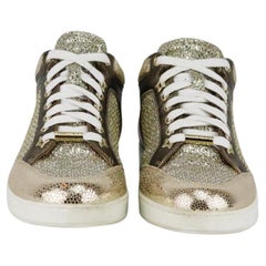 Jimmy Choo Glitter Panelled Leather Sneakers EU 37 UK 4 US 7
