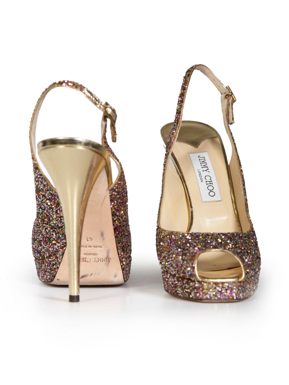 Jimmy Choo Glitter Slingback Heels Size IT 41 In Good Condition In London, GB
