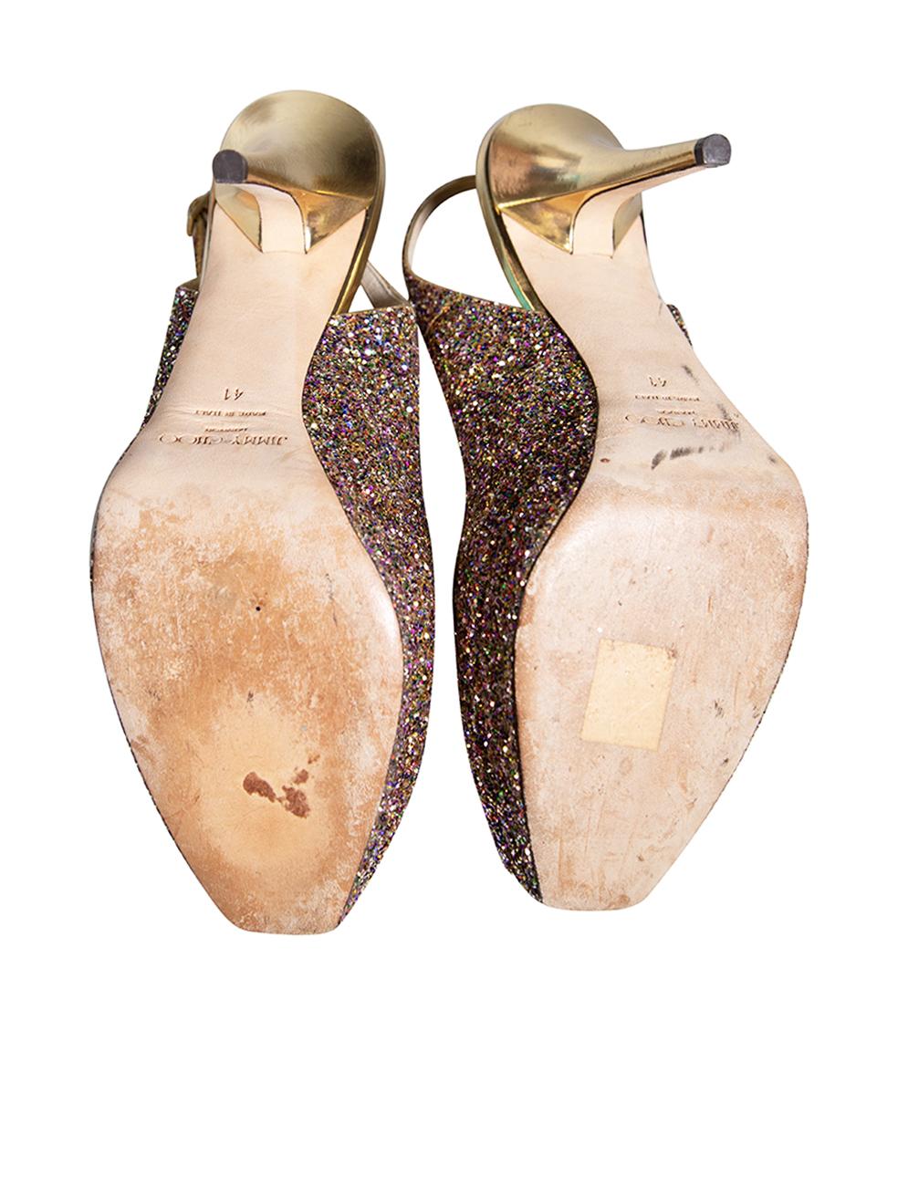Women's Jimmy Choo Glitter Slingback Heels Size IT 41 For Sale