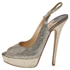 Jimmy Choo Glitter Slingback Sandals Size 38