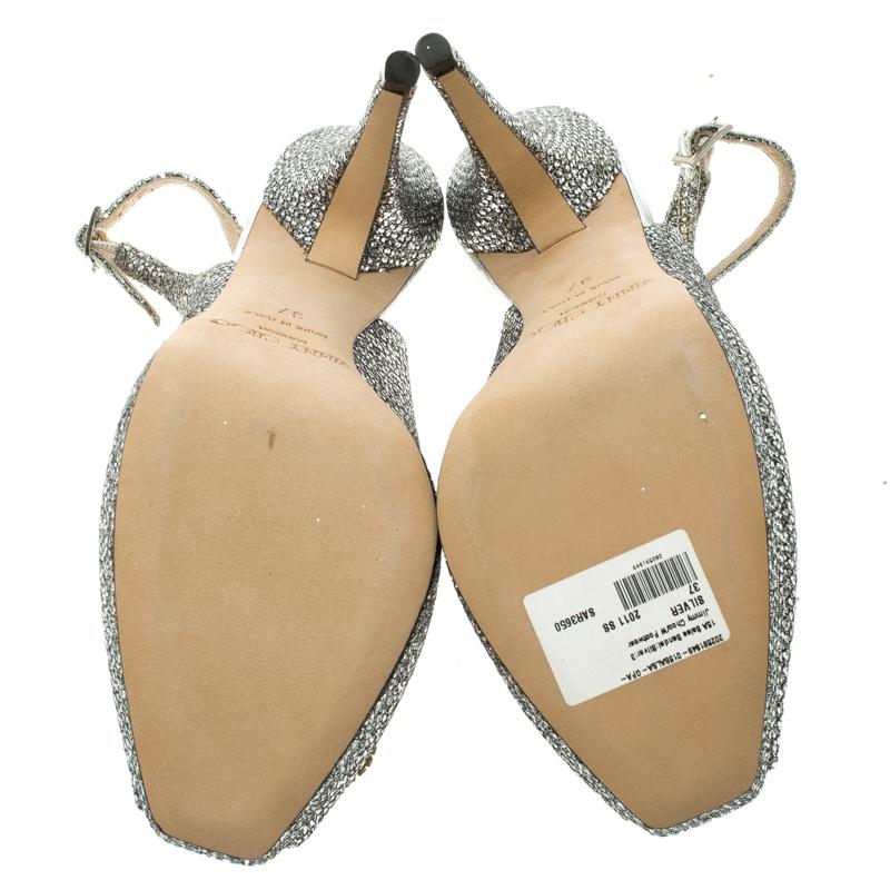 Brown Jimmy Choo  Glitters Crystal Embellished Slingback Platform Sandals Size 37