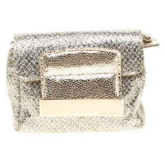 Jimmy Choo Gold and Silver Glitter Fabric Mini Rebel Crossbody Bag