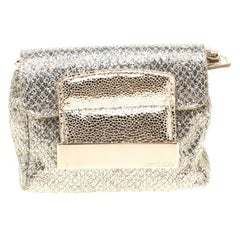 Jimmy Choo Gold and Silver Glitter Fabric Mini Rebel Crossbody Bag