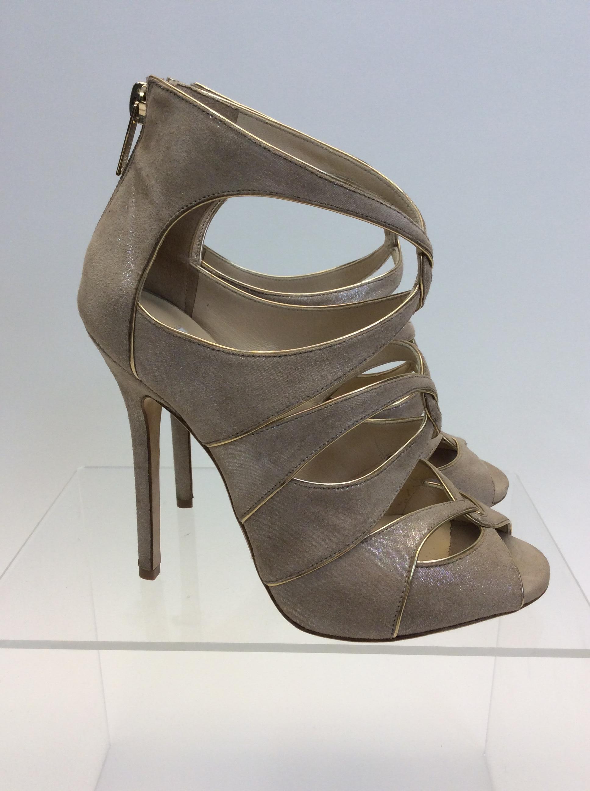 Women's Jimmy Choo Gold and Tan Heels For Sale