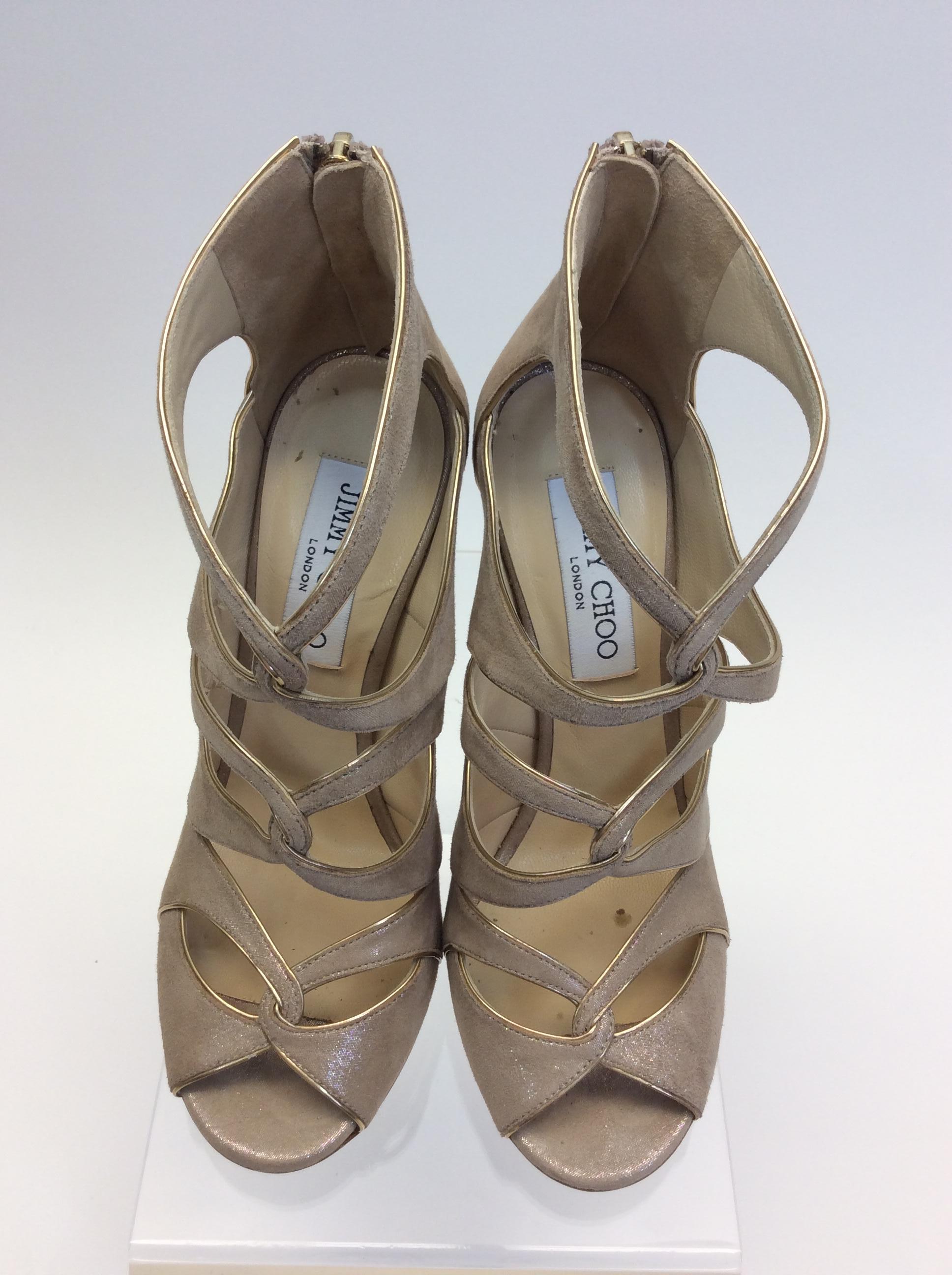 Jimmy Choo Gold and Tan Heels For Sale 1