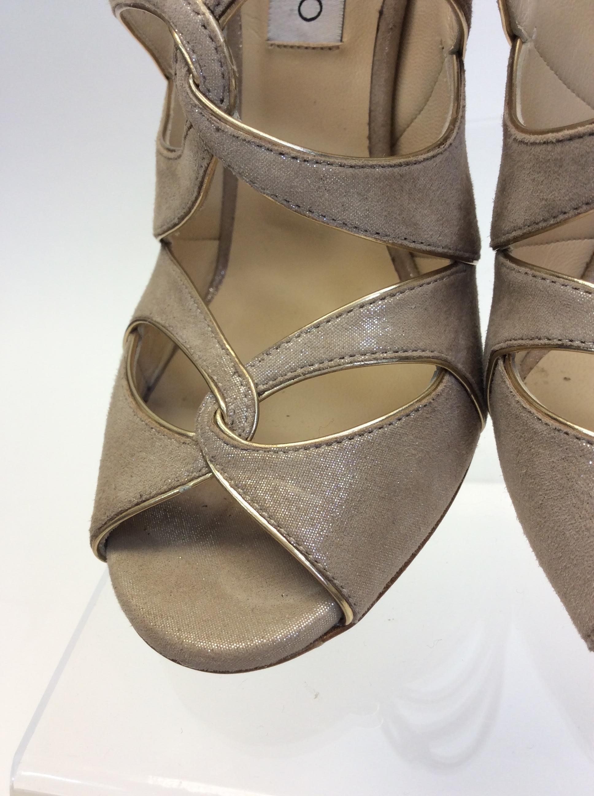 Jimmy Choo Gold and Tan Heels For Sale 2