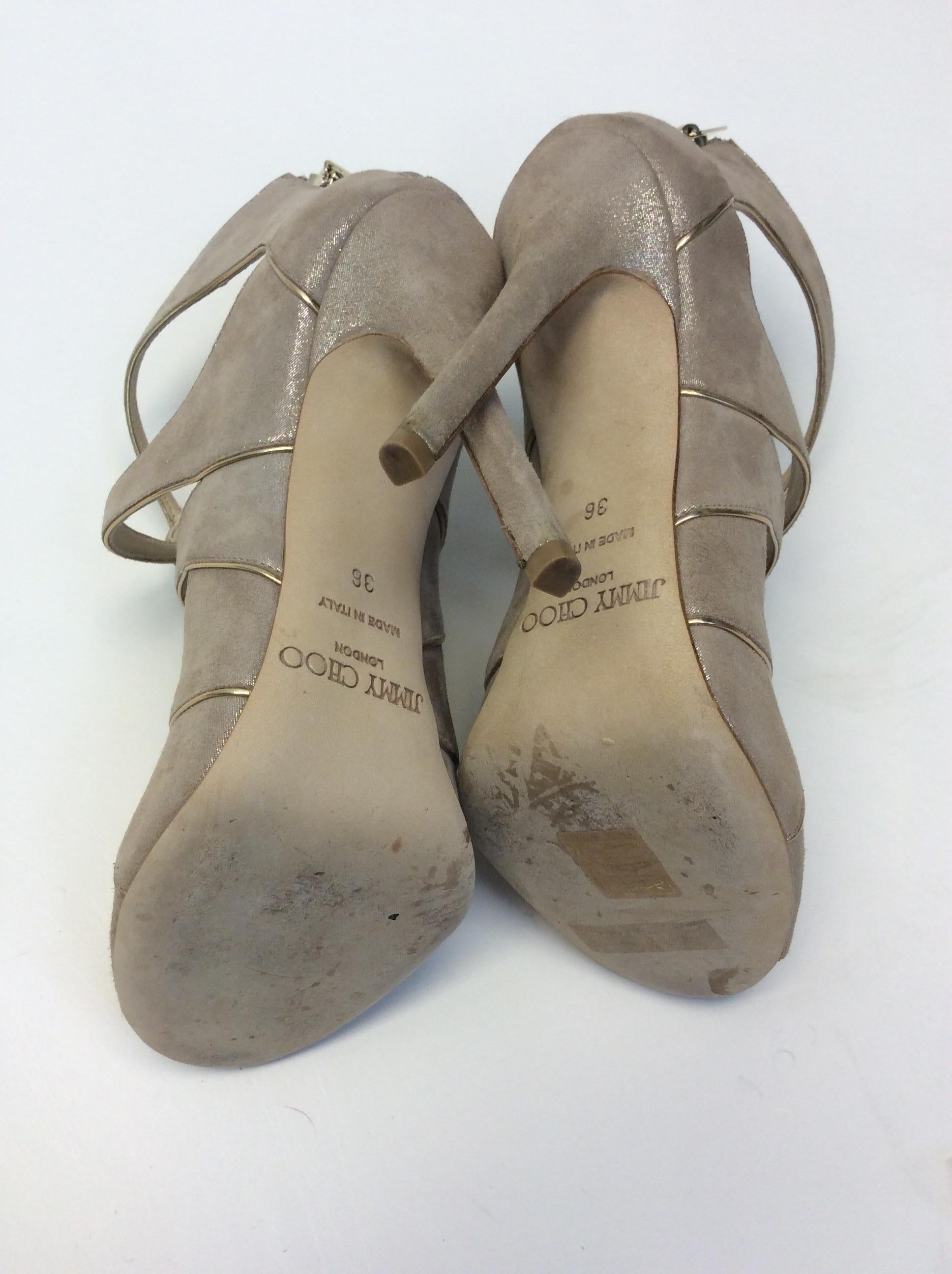 Jimmy Choo Gold and Tan Heels For Sale 3