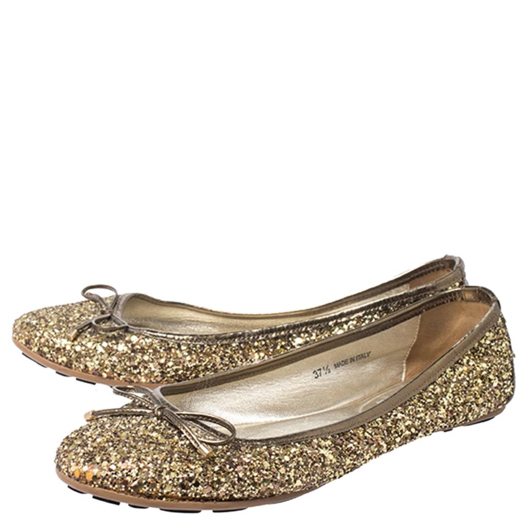 gold sparkly flats