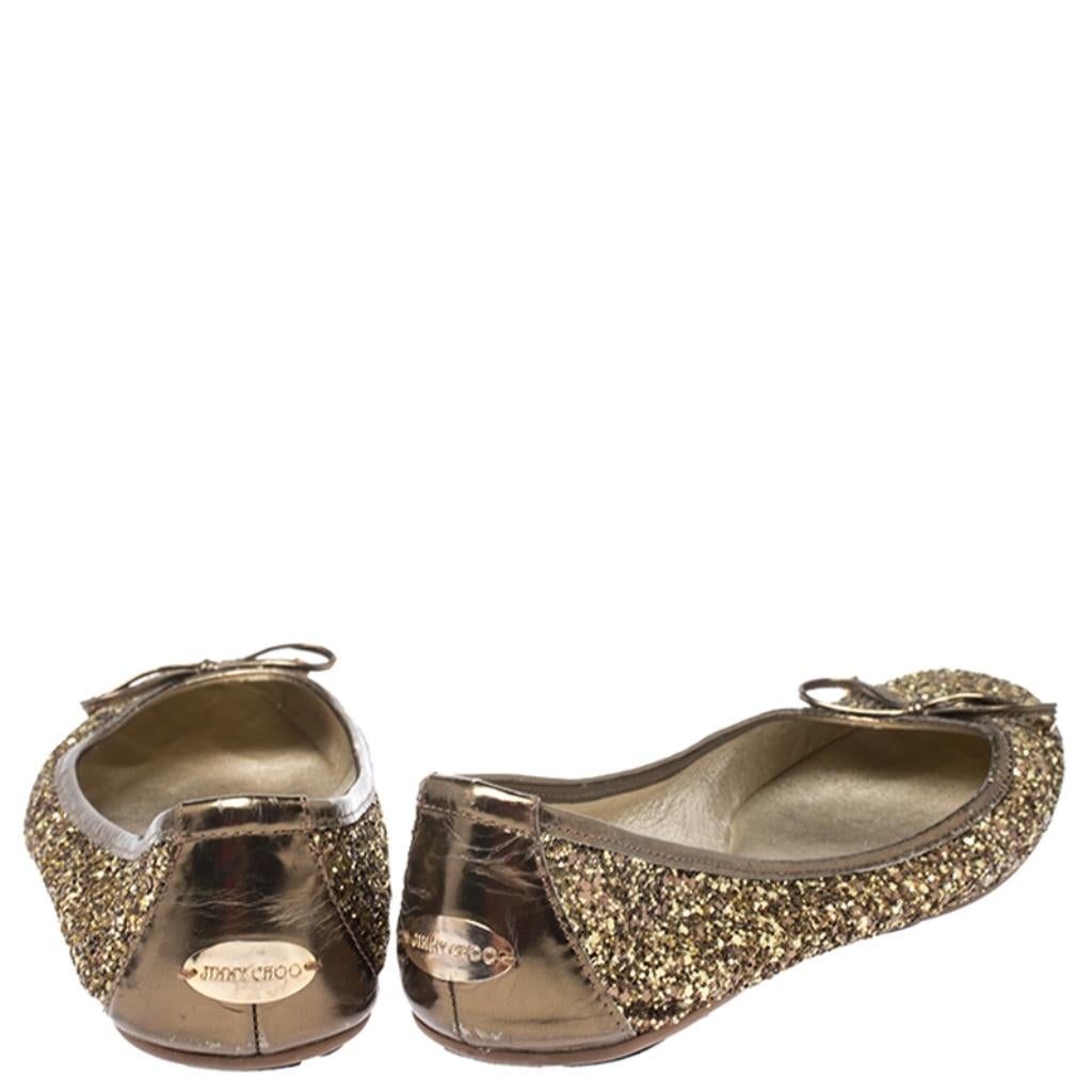 jimmy choo gold glitter flats