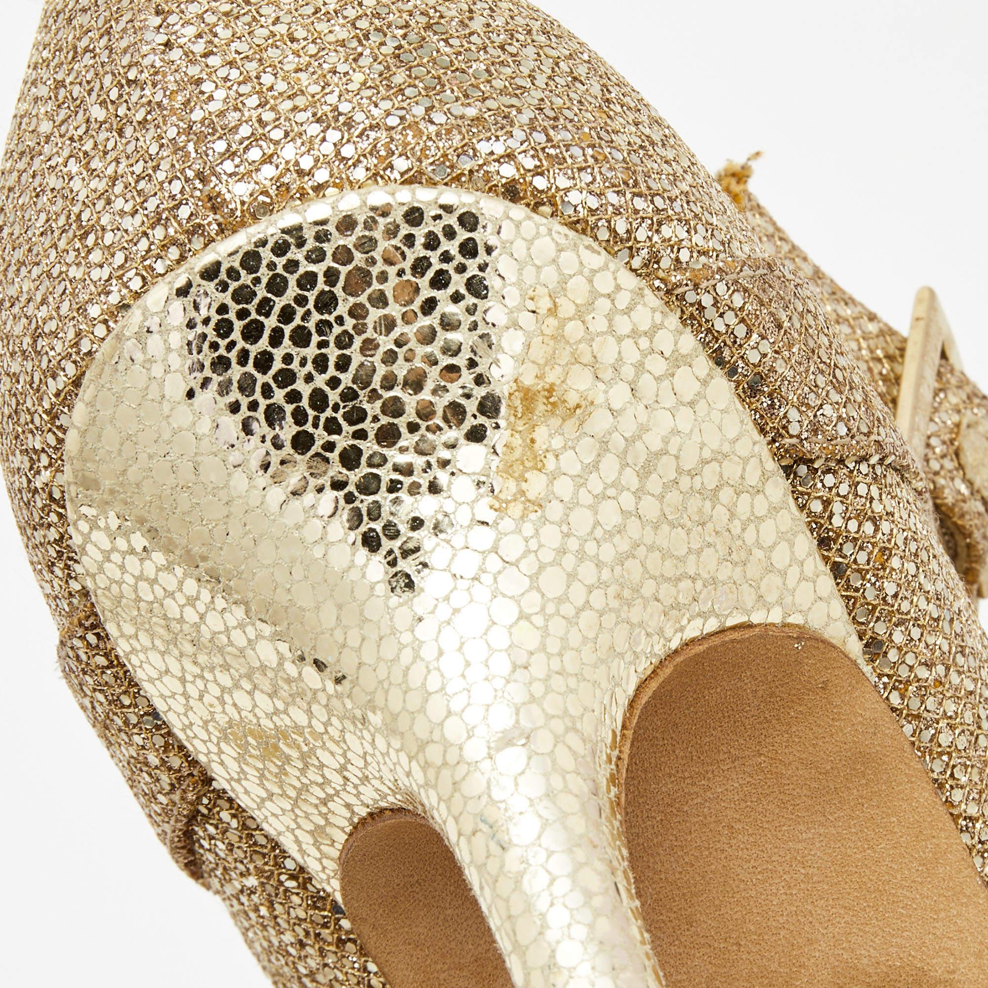 Jimmy Choo - Sandali con cinturino alla caviglia in pelle con glitter grossolani - misura 39,5 3