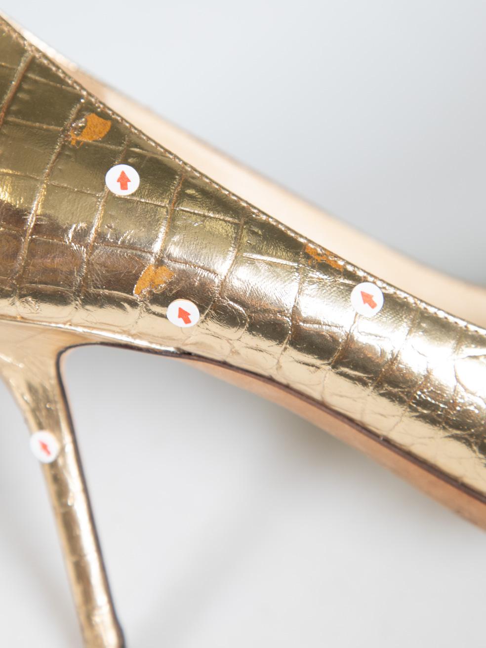 Jimmy Choo Gold Croc Embossed Anouk Pumps Size IT 38.5 5