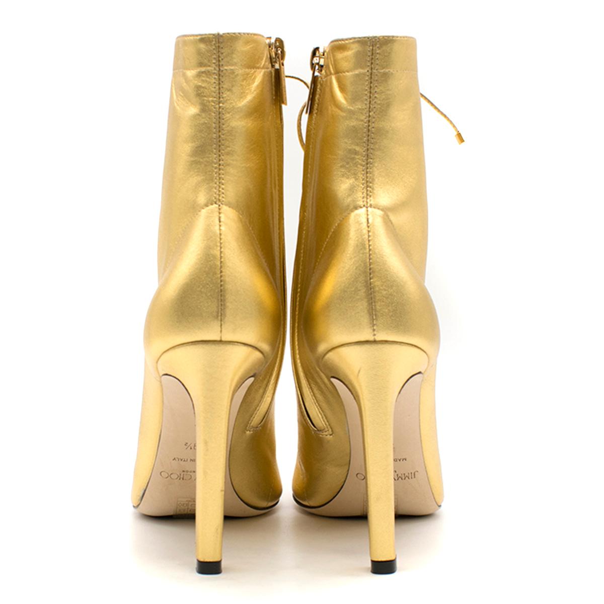 Jimmy Choo Gold Daize Metallic Leather Ankle Boots US 9.5 im Zustand „Hervorragend“ in London, GB