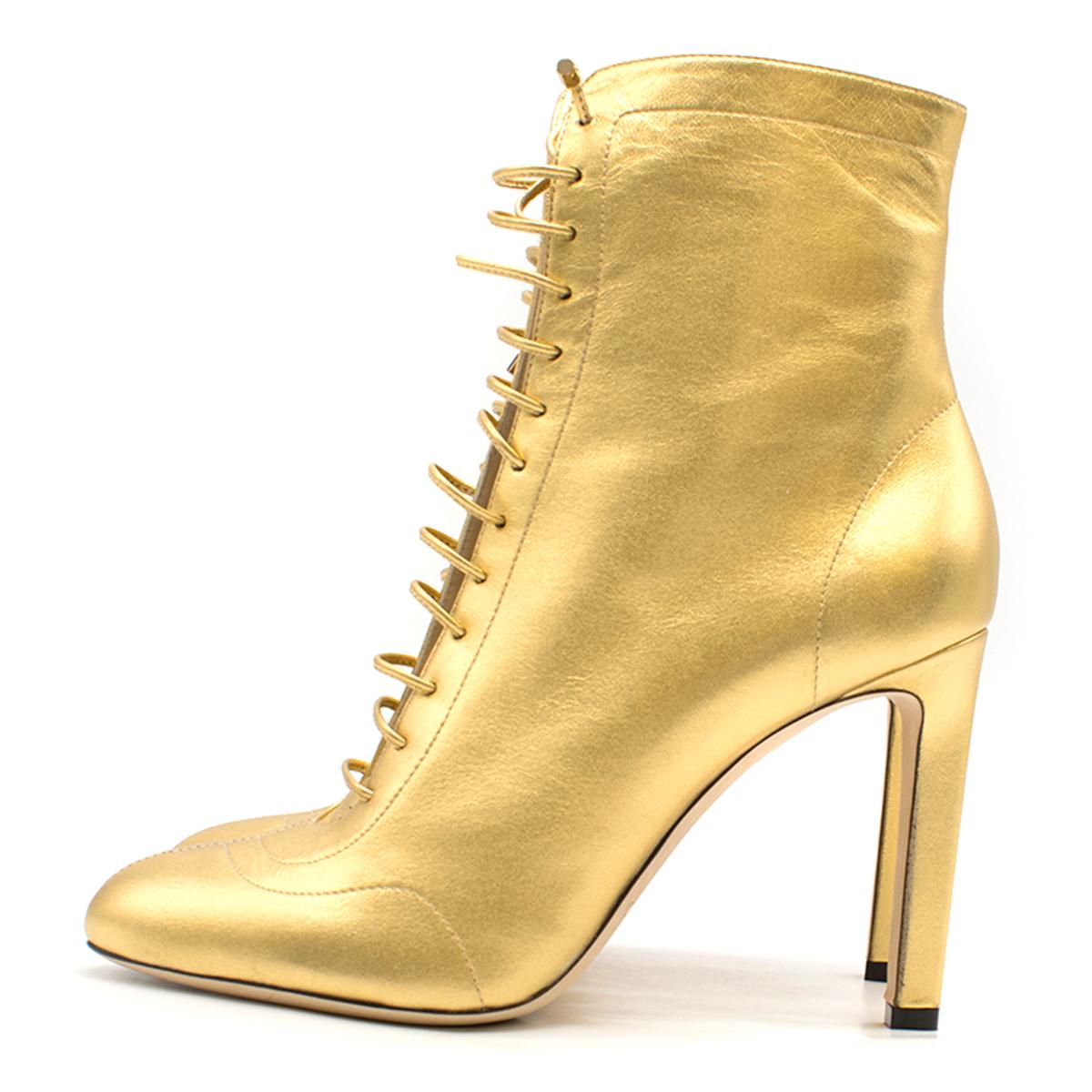 Jimmy Choo Gold Daize Metallic Leather Ankle Boots US 9.5 Damen