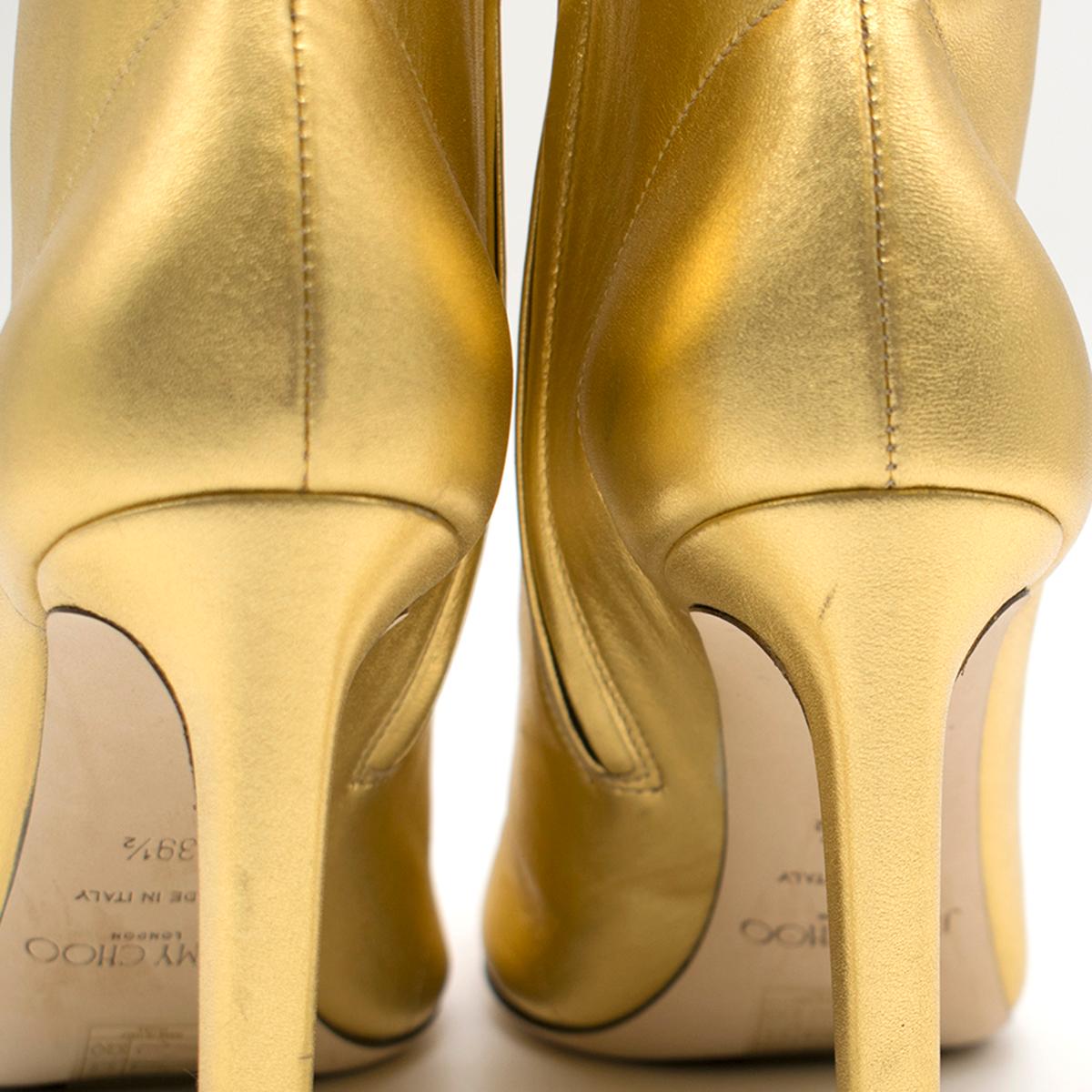 Jimmy Choo Gold Daize Metallic Leather Ankle Boots US 9.5 1