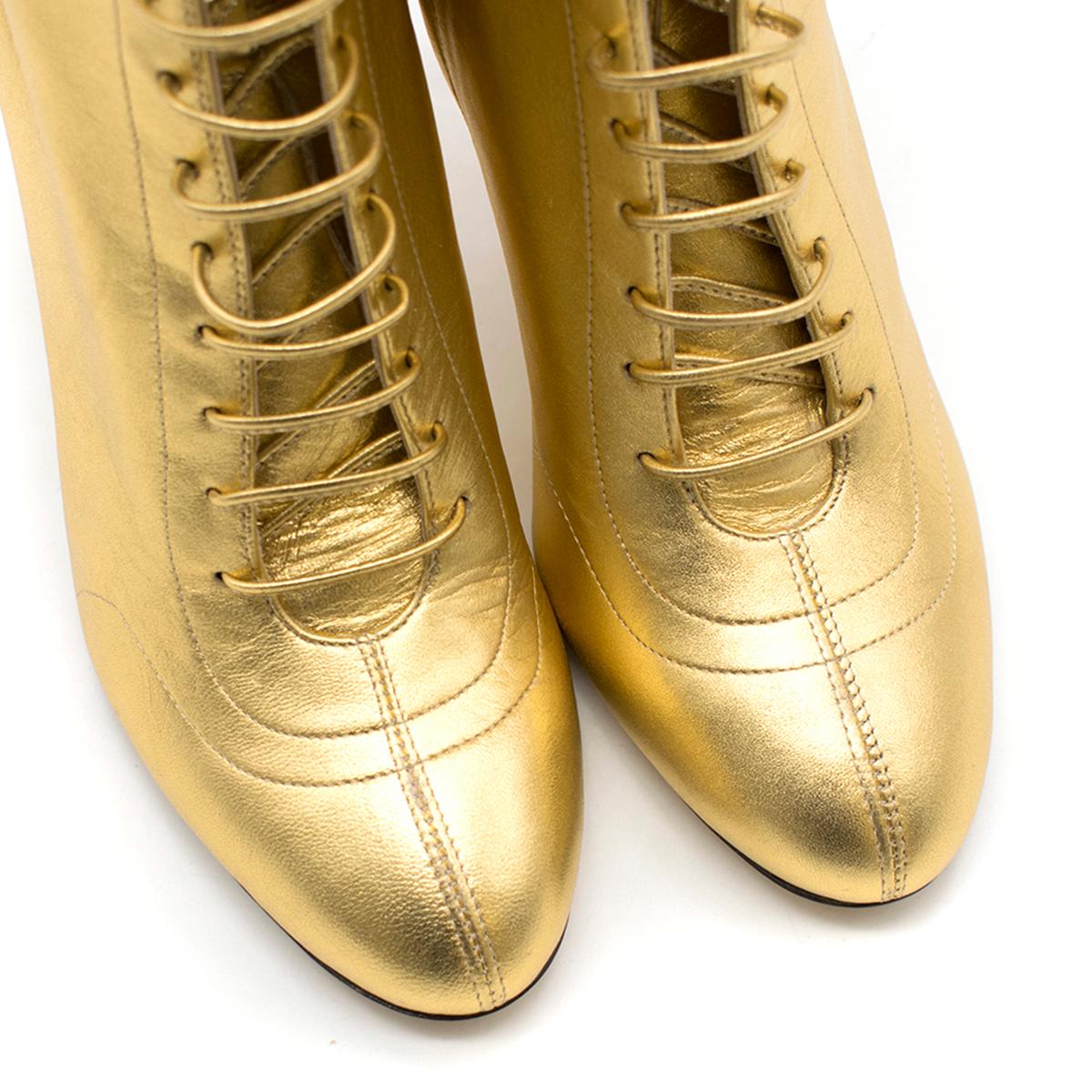 Jimmy Choo Gold Daize Metallic Leather Ankle Boots US 9.5 2