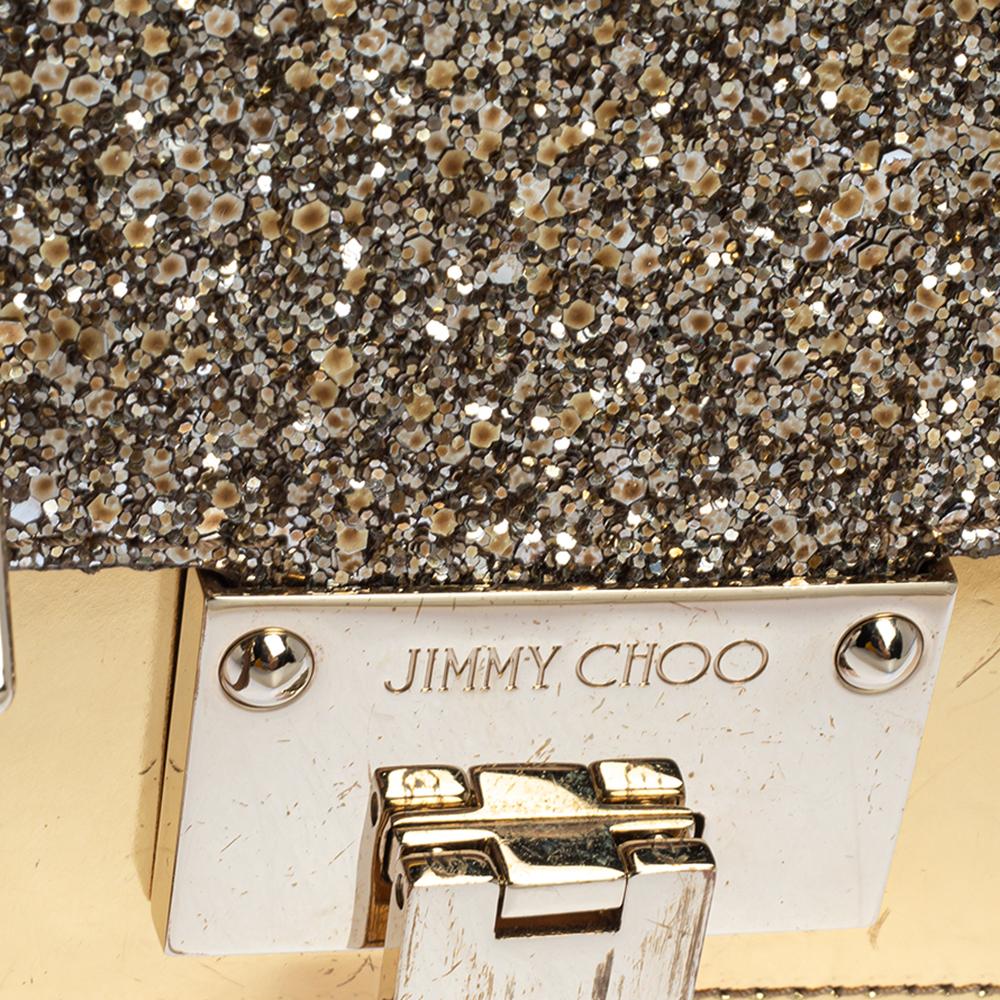 Jimmy Choo Gold Glitter and Patent Leather Mini Rebel Crossbody Bag 5