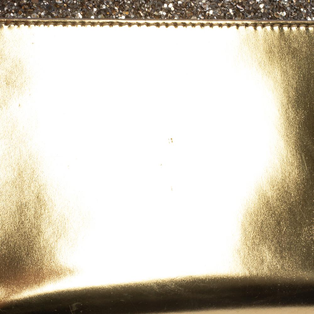 Jimmy Choo Gold Glitter and Patent Leather Mini Rebel Crossbody Bag 10