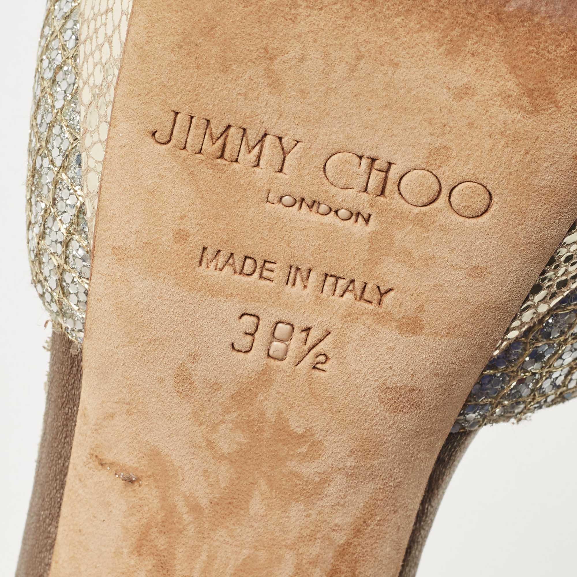 Jimmy Choo - Sandales à lanières à la cheville paillettes dorées, taille 38,5 3