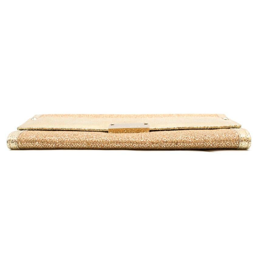 Jimmy Choo gold glitter clutch In Excellent Condition In London, GB